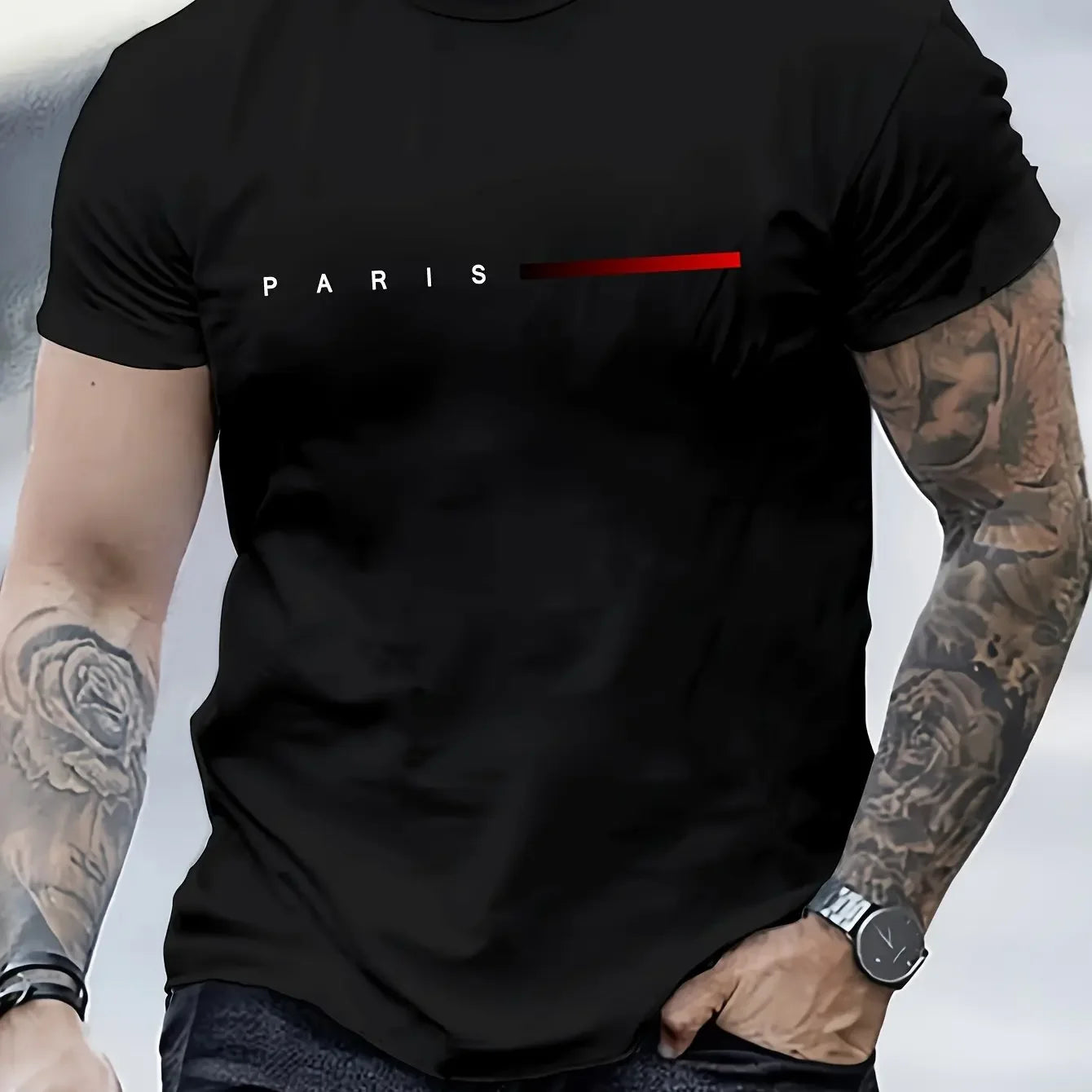 Men's summer loose creative letter printing casual slim round neck short sleeve T-shirt top