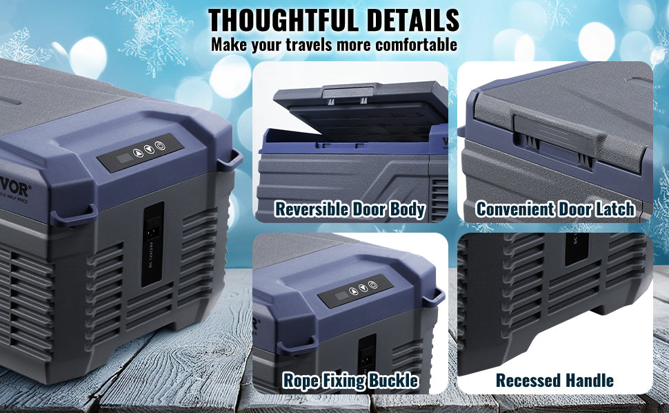 VEVOR 9L Car Refrigerator, 12V Car Fridge,Single Zone Portable Freezer,-4℉-68℉ Range,12/24V DC and 100-240V AC Compressor Cooler