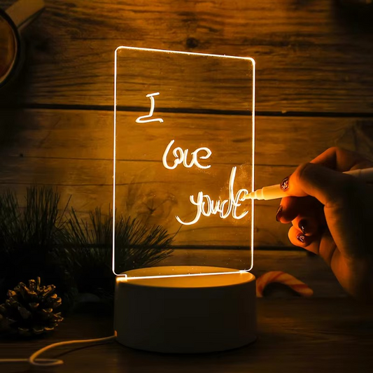 Transparent Luminous LED Night Lights USB Luminous Acrylic Night Light Erasable Write Message Board Calendar Desktop Ornaments