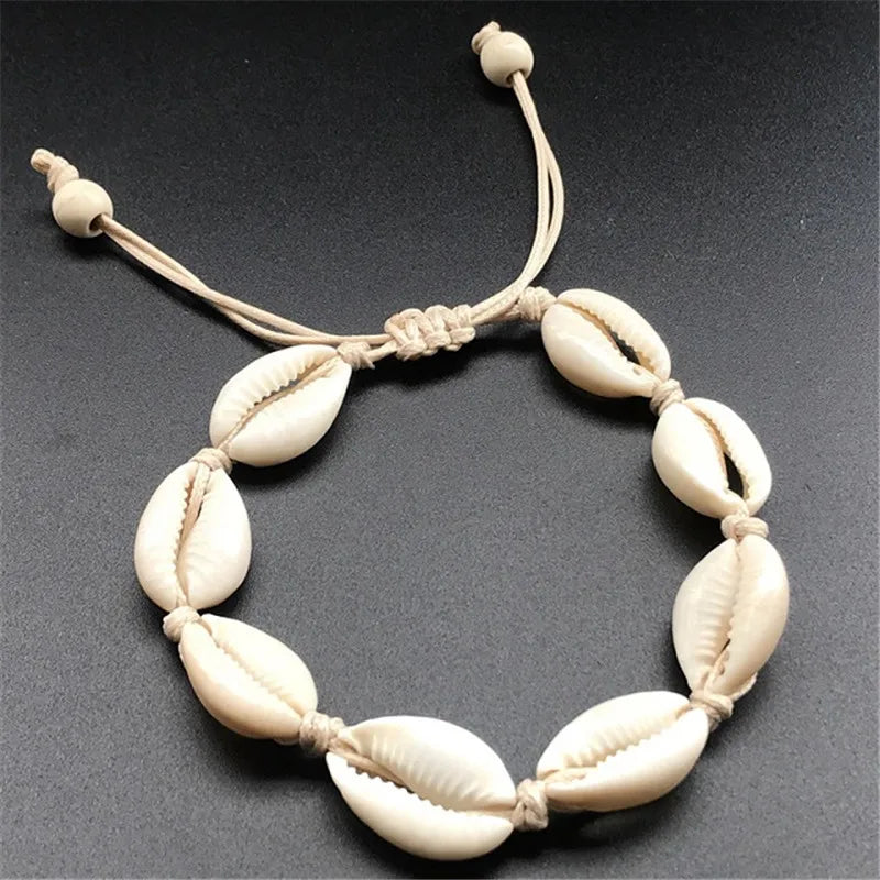 Bohemian Trendy Artificial Seashell Handmade Bracelet For Women Shell Bracelets Beaded Strand Bracelet Charm Jewelry Gift