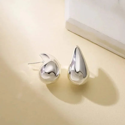 Vintage Chunky Dome Drop Earrings For Women Gold Plated Stainless Steel Thick Teardrop Earring Statement Wedding Jewelry Gifts