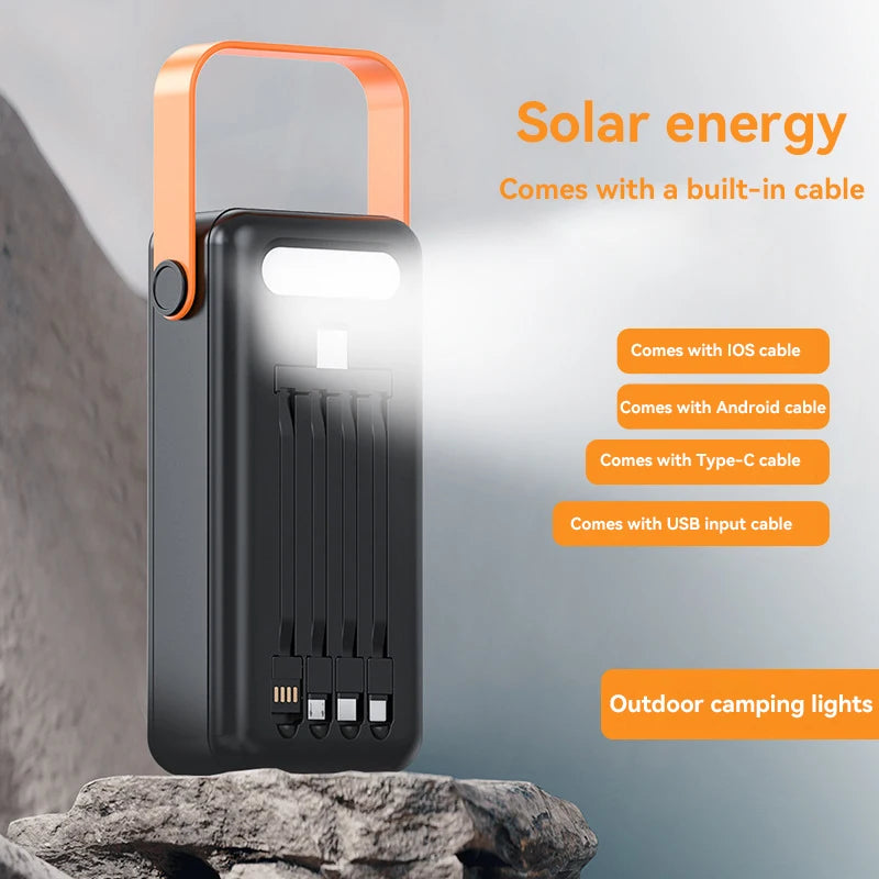 Xiaomi Power Bank 100000mAh Large Capacity Power Bank Outdoor with Camping Light Detachable Wire Solar Power Dormitory Battery
