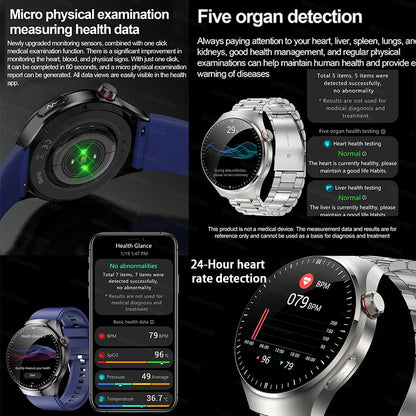 2024 New Medical Grade Smart Watch Blood Sugar Blood Lipid Uric Acid ECG+PPG Body Temperature Bluetooth Call Health Smartwatch