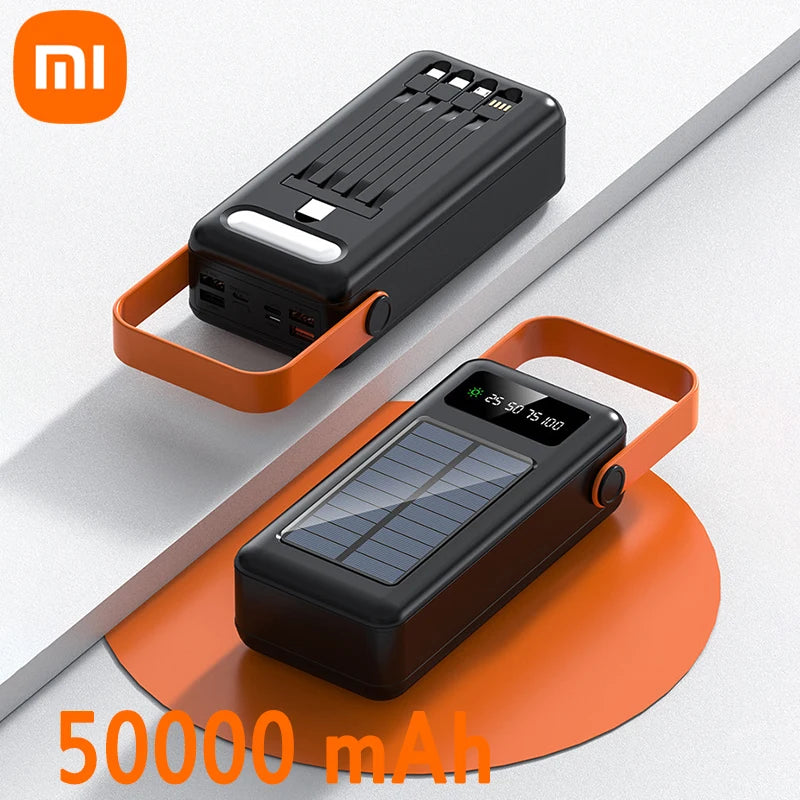 Xiaomi Power Bank 100000mAh Large Capacity Power Bank Outdoor with Camping Light Detachable Wire Solar Power Dormitory Battery
