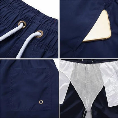 Mens Swim Trunks with Pockets Mesh Liner Summer Casual Beach Board Shorts Quick Dry Swimming Bathing Suit Swimsuit Swimwear