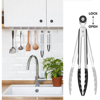 Silicone BBQ Grilling Tongs Kitchen Cooking Salad Bread Serving Tong Non-Stick Barbecue Clip Clamp Stainless Steel Tools Gadgets
