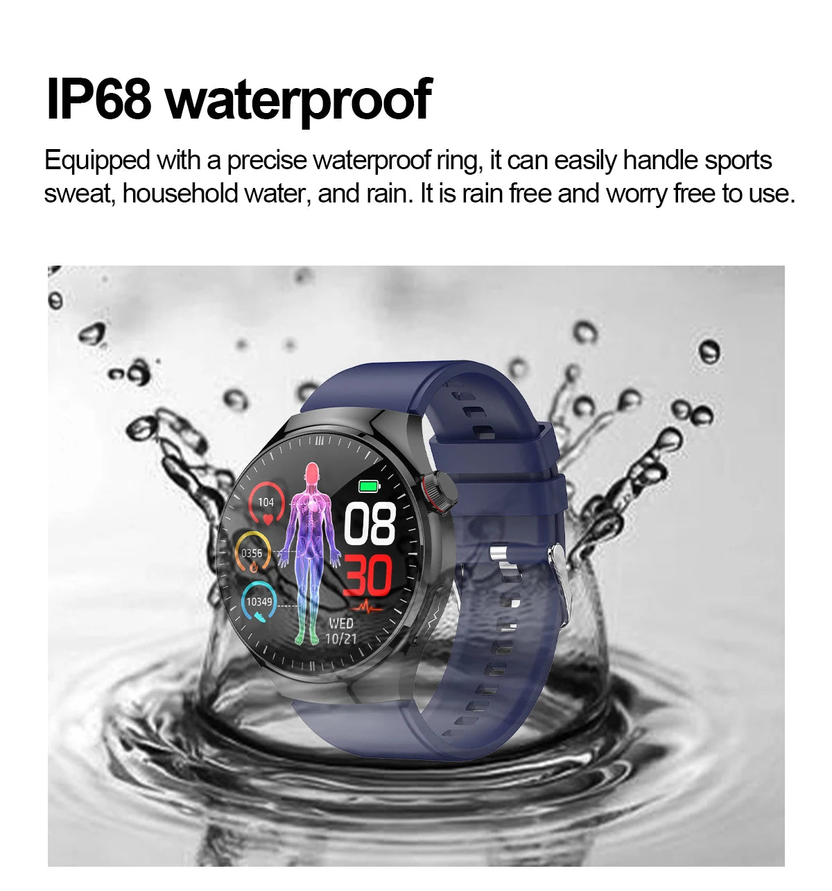 2024 New Medical Grade Smart Watch Blood Sugar Blood Lipid Uric Acid ECG+PPG Body Temperature Bluetooth Call Health Smartwatch
