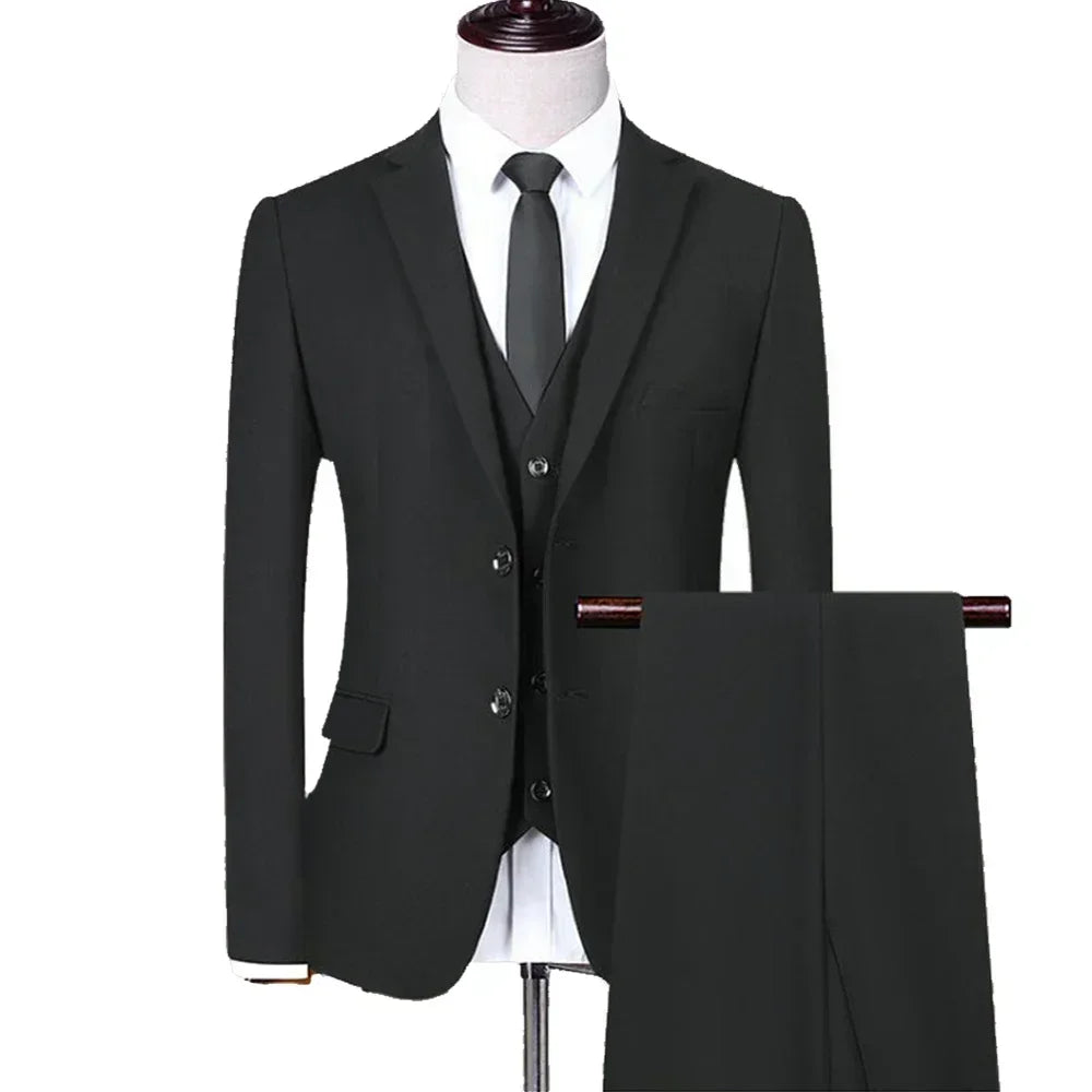 Men Suits Wedding Elegant 3 Pieces Groom's 2 Set High Quality 2024 Blazers Jackets Vest Pants Party Luxury Formal Clothing