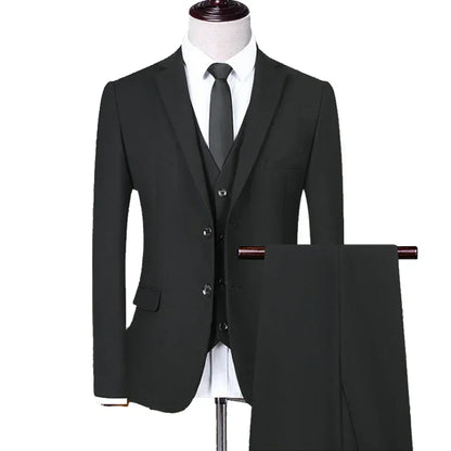 Men Suits Wedding Elegant 3 Pieces Groom's 2 Set High Quality 2024 Blazers Jackets Vest Pants Party Luxury Formal Clothing