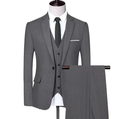 Men Suits Wedding Elegant 3 Pieces Groom's 2 Set High Quality 2024 Blazers Jackets Vest Pants Party Luxury Formal Clothing