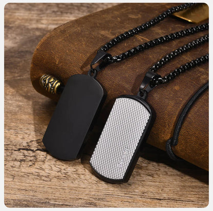 Vnox Stylish Black Dog Tag Necklaces for Men Women with Cubic Zirconia Stone, Stainless Steel Square Pendant Collar Gift