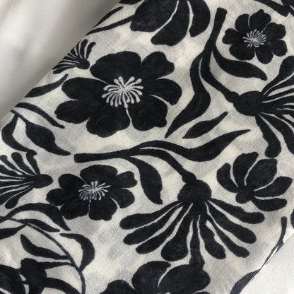 Fashion Black White Branch Floral Tassel Viscose Shawl Scarf Lady High Quality Wrap Pashmina Stole Bufanda Muslim Hijab 180*90Cm