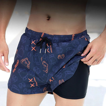 EUXS-2XL Men Teens Swim Trunks Anti Embarrassment Loose Quick Dry Swimming Shorts Seaside Beach Swimsuit Hot Spring Swimwear Set