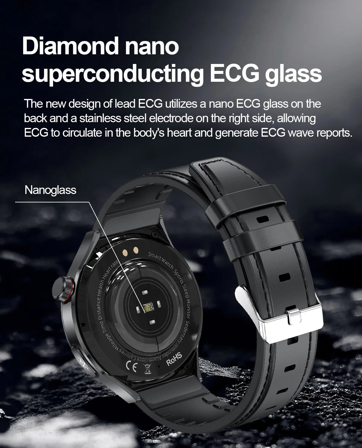 2024 New Medical Grade Smart Watch Blood Sugar Blood Lipid Uric Acid ECG+PPG Body Temperature Bluetooth Call Health Smartwatch