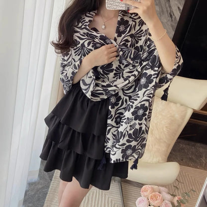 Fashion Black White Branch Floral Tassel Viscose Shawl Scarf Lady High Quality Wrap Pashmina Stole Bufanda Muslim Hijab 180*90Cm