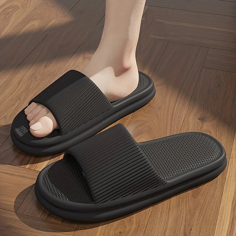 New Men's Solid EVA Slides, Non Slip Quick-drying Open Toe Slippers For Indoor Walking And Bathroom Shower men slippers shoes