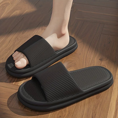 New Men's Solid EVA Slides, Non Slip Quick-drying Open Toe Slippers For Indoor Walking And Bathroom Shower men slippers shoes