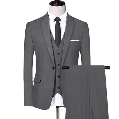 Men Suits Wedding Elegant 3 Pieces Groom's 2 Set High Quality 2024 Blazers Jackets Vest Pants Party Luxury Formal Clothing