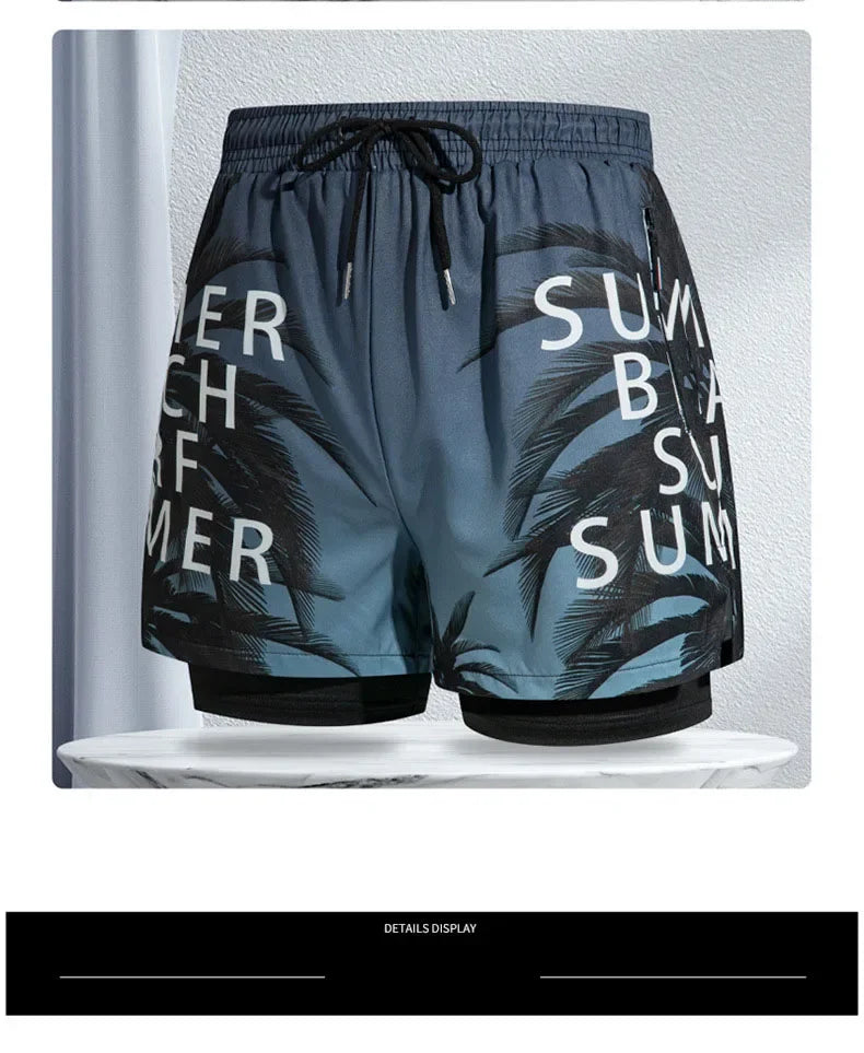 New Swim Trunks for Men Double-layer Swimming Shorts Anti-embarrassment Lined with Professional Beach Pants Adult Swim Gear