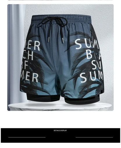 New Swim Trunks for Men Double-layer Swimming Shorts Anti-embarrassment Lined with Professional Beach Pants Adult Swim Gear
