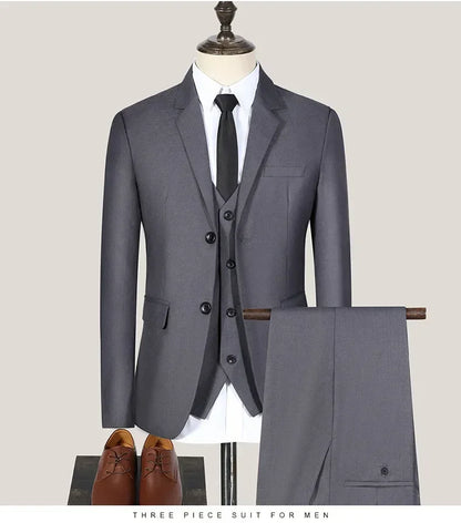 Men Suits Wedding Elegant 3 Pieces Groom's 2 Set High Quality 2024 Blazers Jackets Vest Pants Party Luxury Formal Clothing