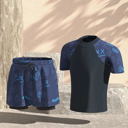 EUXS-2XL Men Teens Swim Trunks Anti Embarrassment Loose Quick Dry Swimming Shorts Seaside Beach Swimsuit Hot Spring Swimwear Set