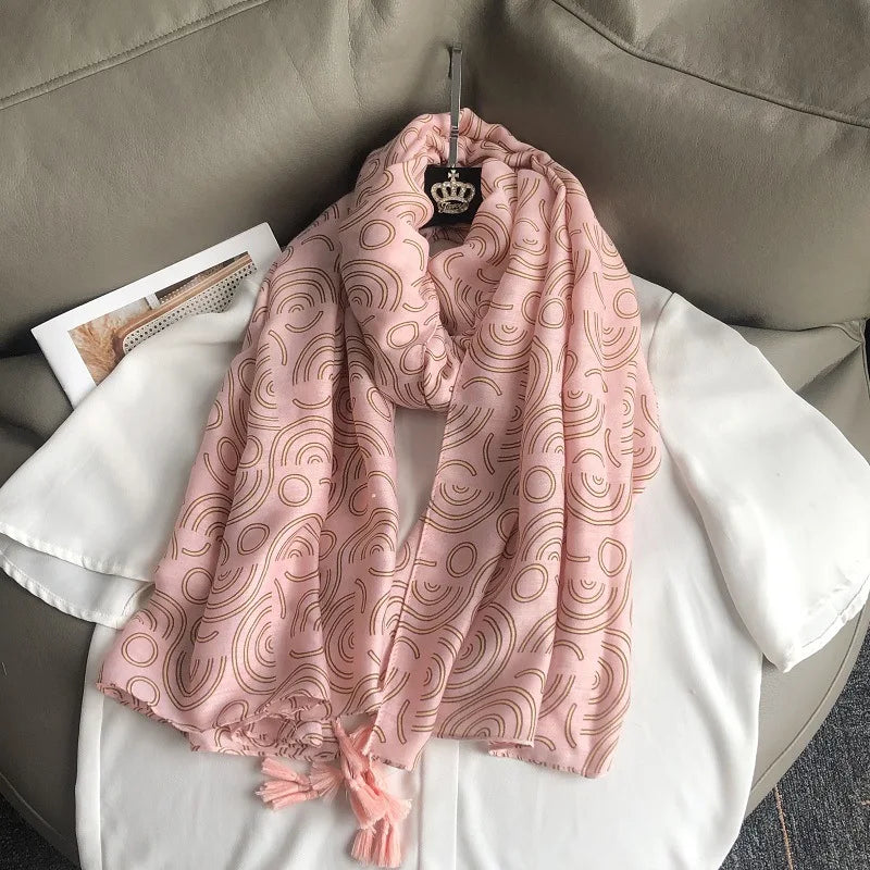 Fashion Black White Branch Floral Tassel Viscose Shawl Scarf Lady High Quality Wrap Pashmina Stole Bufanda Muslim Hijab 180*90Cm