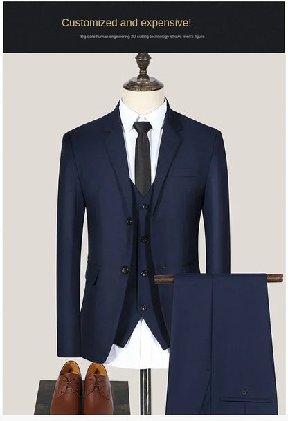 Men Suits Wedding Elegant 3 Pieces Groom's 2 Set High Quality 2024 Blazers Jackets Vest Pants Party Luxury Formal Clothing