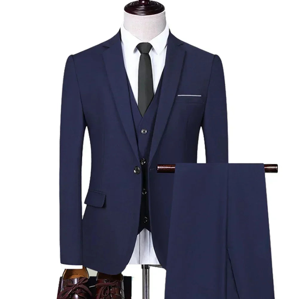 Men Suits Wedding Elegant 3 Pieces Groom's 2 Set High Quality 2024 Blazers Jackets Vest Pants Party Luxury Formal Clothing