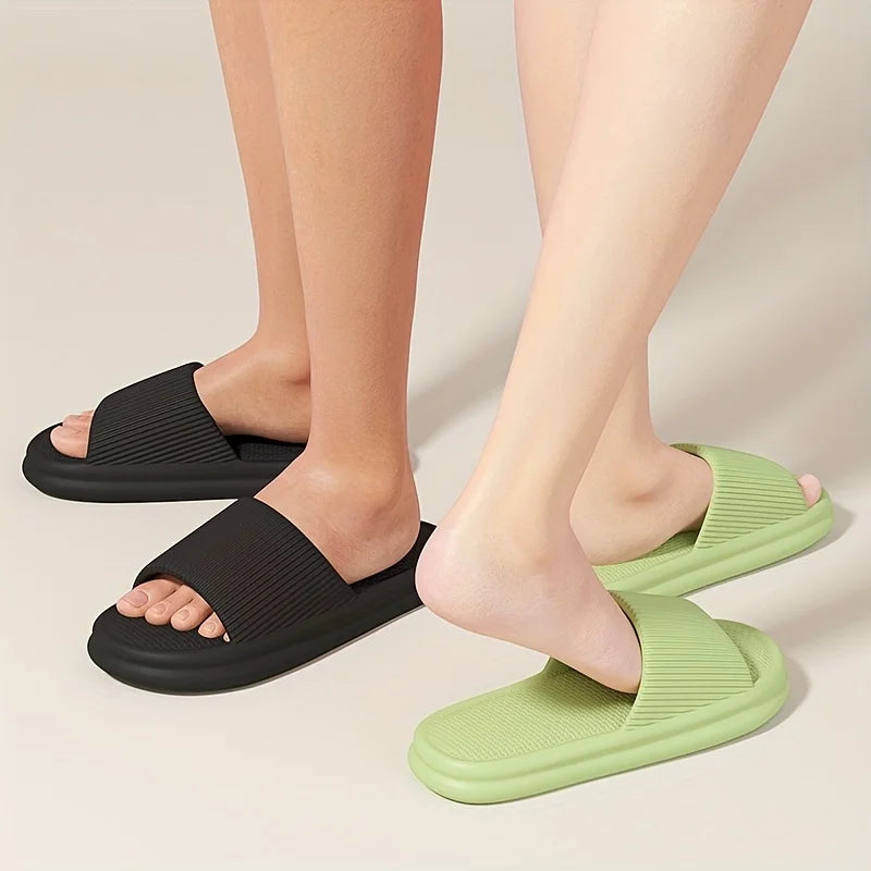 New Men's Solid EVA Slides, Non Slip Quick-drying Open Toe Slippers For Indoor Walking And Bathroom Shower men slippers shoes