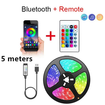 Bluetooth LED Strip Lights Smart SMD 5050 APP Remote Control Flexible Ribbon Diode Lamp Tape TV Backlights Game Room Home Decor