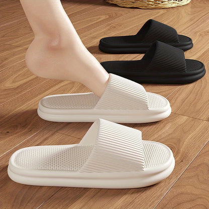 New Men's Solid EVA Slides, Non Slip Quick-drying Open Toe Slippers For Indoor Walking And Bathroom Shower men slippers shoes