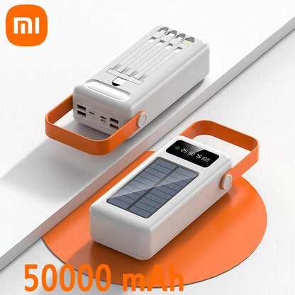 Xiaomi Power Bank 100000mAh Large Capacity Power Bank Outdoor with Camping Light Detachable Wire Solar Power Dormitory Battery