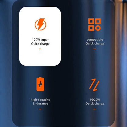 200000mAh Power Bank 120W Super Fast Charging Battery High Capacity Digital Display Power Bank For Iphone  Samsung Xiaomi Huawei