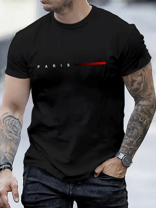 Men's summer loose creative letter printing casual slim round neck short sleeve T-shirt top