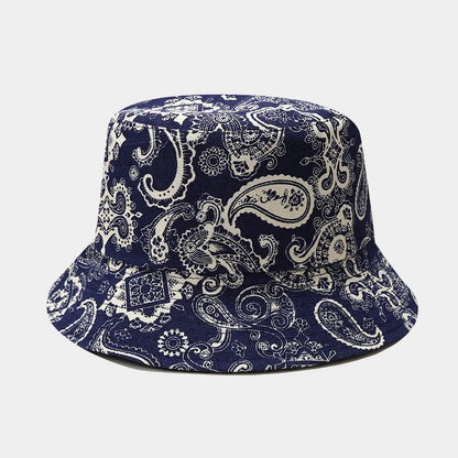 Vintage Print Bucket Hat Women Men Reversible Bob Chapeau Femme Fashion Sun Hat Panama Fisherman Hat