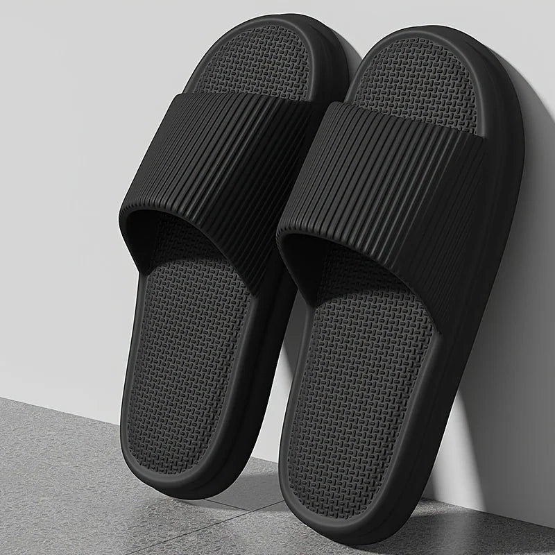 New Men's Solid EVA Slides, Non Slip Quick-drying Open Toe Slippers For Indoor Walking And Bathroom Shower men slippers shoes