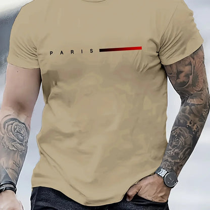 Men's summer loose creative letter printing casual slim round neck short sleeve T-shirt top