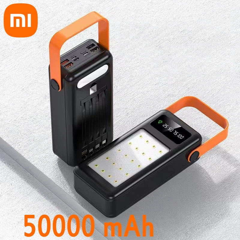 Xiaomi Power Bank 100000mAh Large Capacity Power Bank Outdoor with Camping Light Detachable Wire Solar Power Dormitory Battery