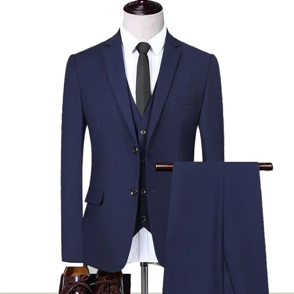 Men Suits Wedding Elegant 3 Pieces Groom's 2 Set High Quality 2024 Blazers Jackets Vest Pants Party Luxury Formal Clothing