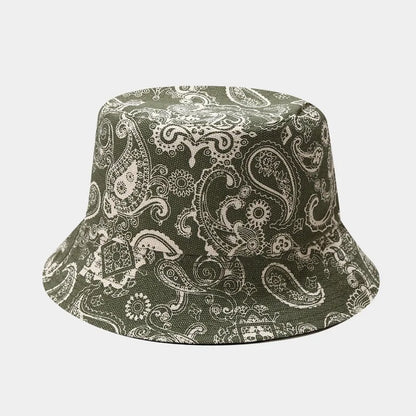 Vintage Print Bucket Hat Women Men Reversible Bob Chapeau Femme Fashion Sun Hat Panama Fisherman Hat