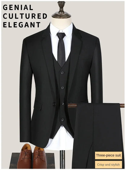 Men Suits Wedding Elegant 3 Pieces Groom's 2 Set High Quality 2024 Blazers Jackets Vest Pants Party Luxury Formal Clothing