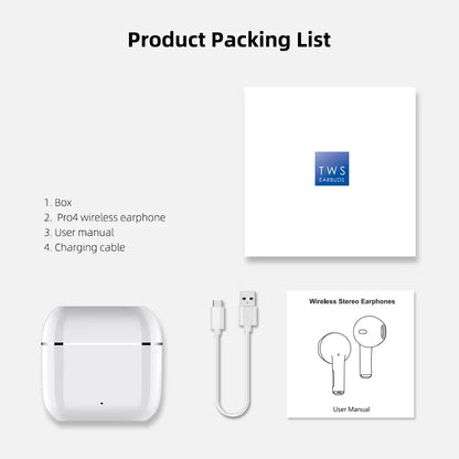 Original Pro 4 TWS Wireless Headphones Earphone Bluetooth-compatible 5.3 Waterproof Headset with Mic for Xiaomi iPhone Earbuds