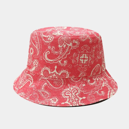 Vintage Print Bucket Hat Women Men Reversible Bob Chapeau Femme Fashion Sun Hat Panama Fisherman Hat