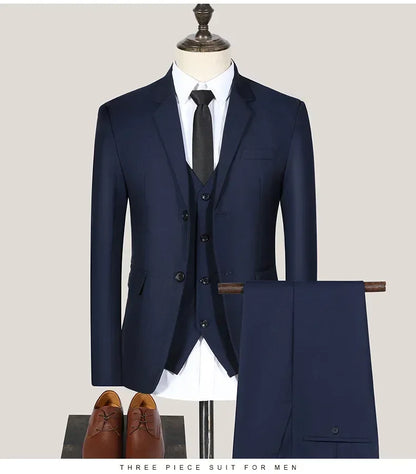 Men Suits Wedding Elegant 3 Pieces Groom's 2 Set High Quality 2024 Blazers Jackets Vest Pants Party Luxury Formal Clothing