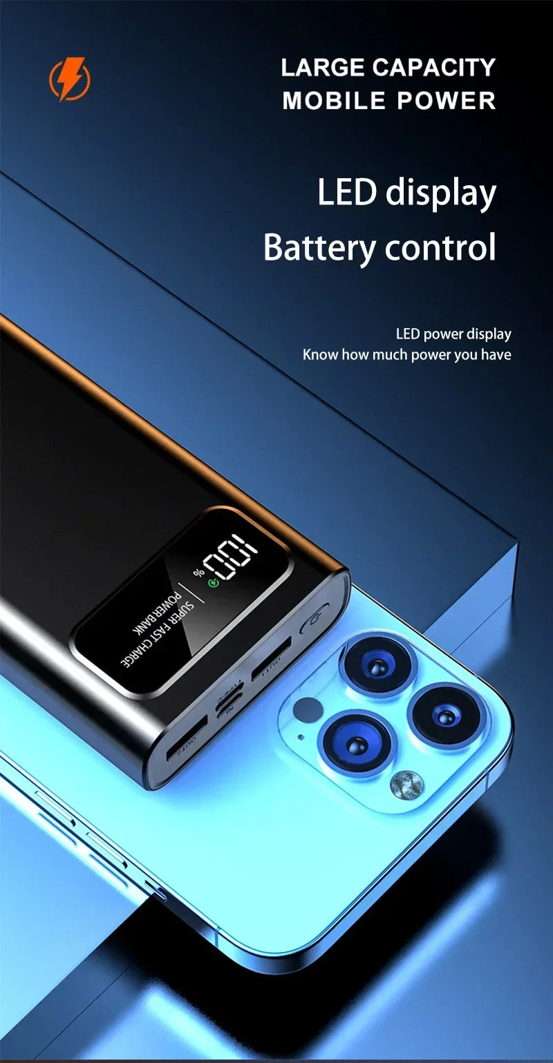 200000mAh Power Bank 120W Super Fast Charging Battery High Capacity Digital Display Power Bank For Iphone  Samsung Xiaomi Huawei