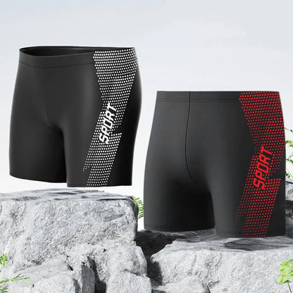 Quick-drying Swimming Trunks Men's Quick Dry High Waist Swimming Trunks with Slim Fit Printed Design for Summer Beach Shorts