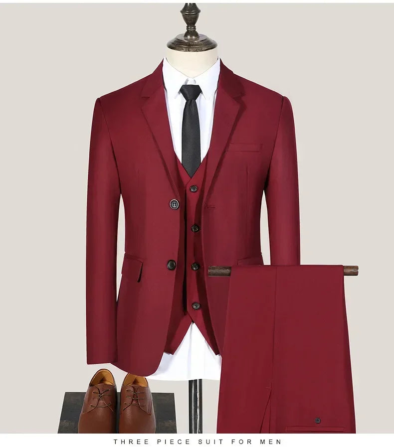Men Suits Wedding Elegant 3 Pieces Groom's 2 Set High Quality 2024 Blazers Jackets Vest Pants Party Luxury Formal Clothing