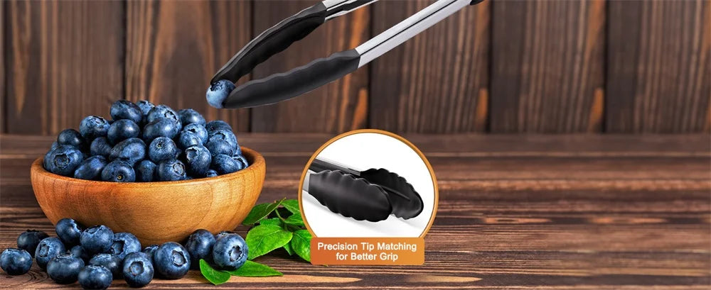 Silicone BBQ Grilling Tongs Kitchen Cooking Salad Bread Serving Tong Non-Stick Barbecue Clip Clamp Stainless Steel Tools Gadgets