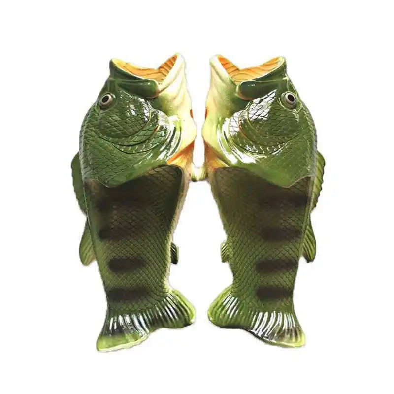 Funny Fish Slippers Mens Outdoor Beach Sandals Big Size 46 47 Gift for Fishing Enthusiasts Man Bass Slipper Unisex Slides Shoes